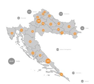 übersicht covid-10 Landkreise Kroatien 15.09.