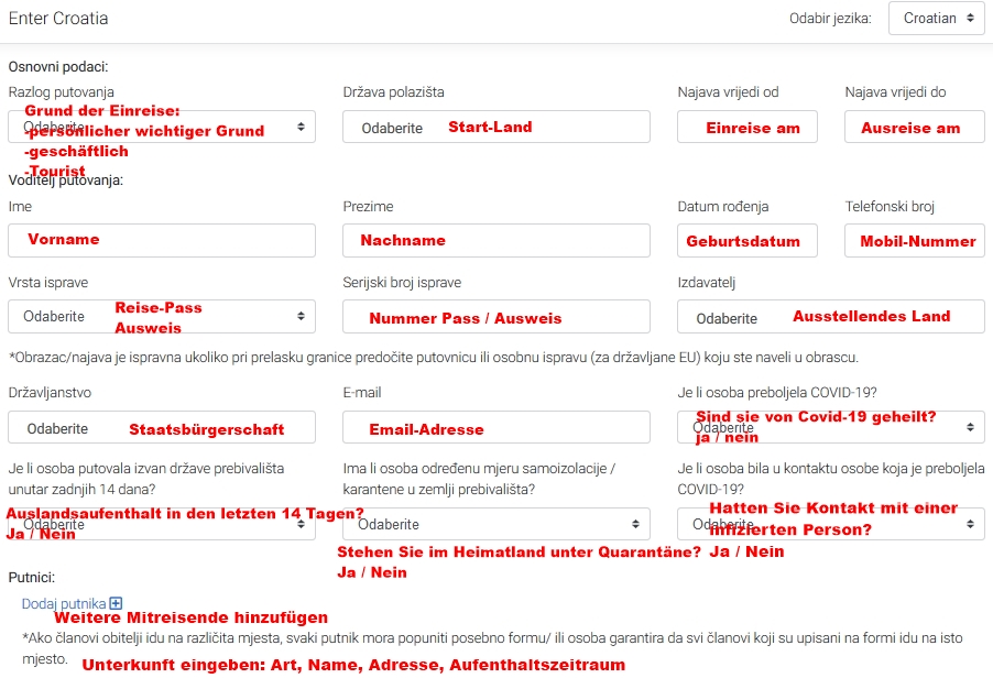 Einreise Kroatien Online Portal